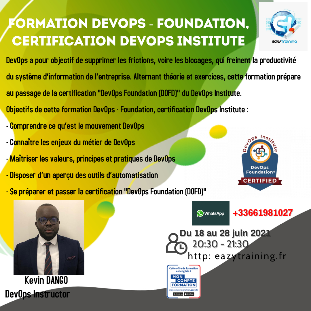 Formation DevOps Foundation, certification DevOps Institute